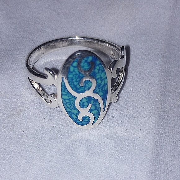 RARE!NAVAJO JESSE CLAW GENUINE TURQUOISE AND 925 SILVER RING, MARKED JC AND 925 - Picture 1 of 7